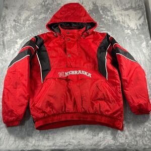 Vintage 90s Starter Nebraska Cornhuskers red and black half-zip pullover jacket